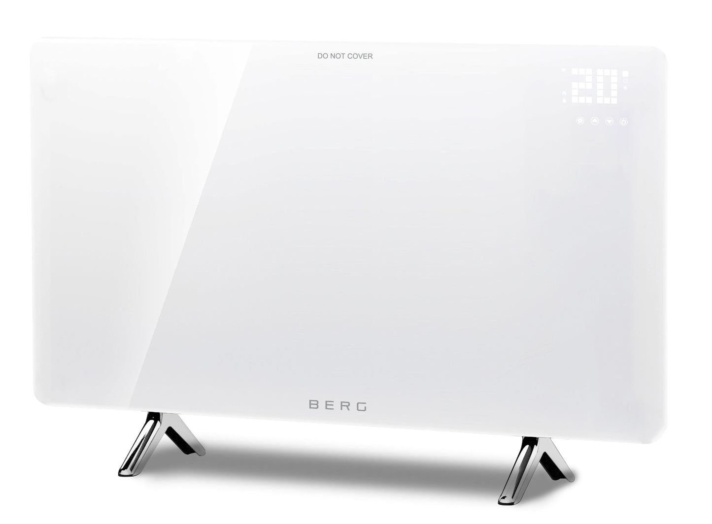 BERG White Far Infrared Electric Wi-Fi/Remote Control Smart Glass Panel Heater - Ultraslim (12mm)