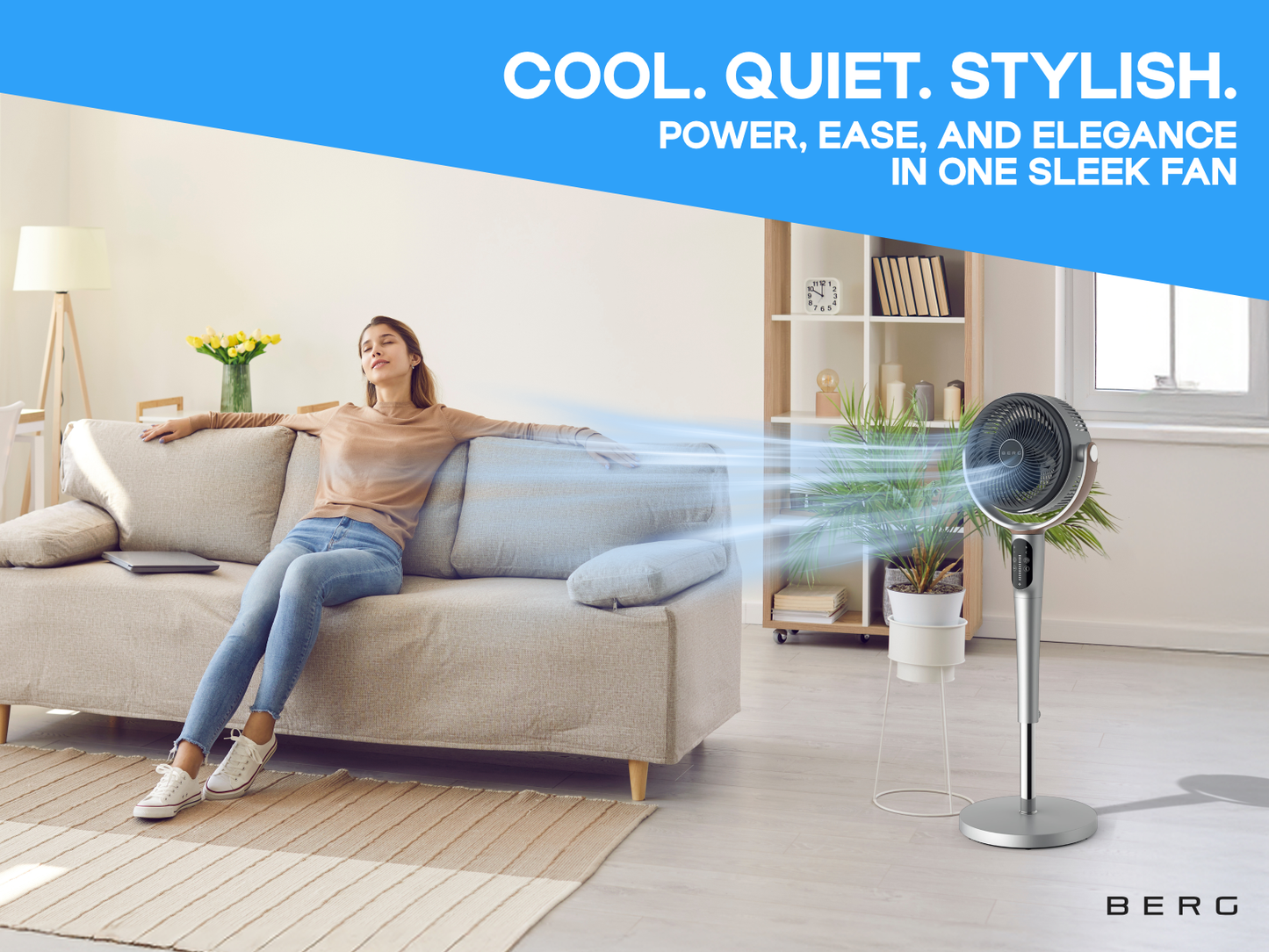 BERG Breeze Remote Control 24-Speed 3D Oscillating 40W Pedestal Fan