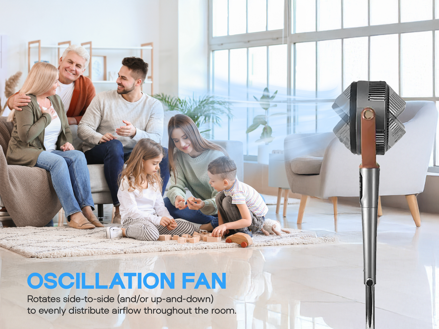 BERG Breeze Remote Control 24-Speed 3D Oscillating 40W Pedestal Fan