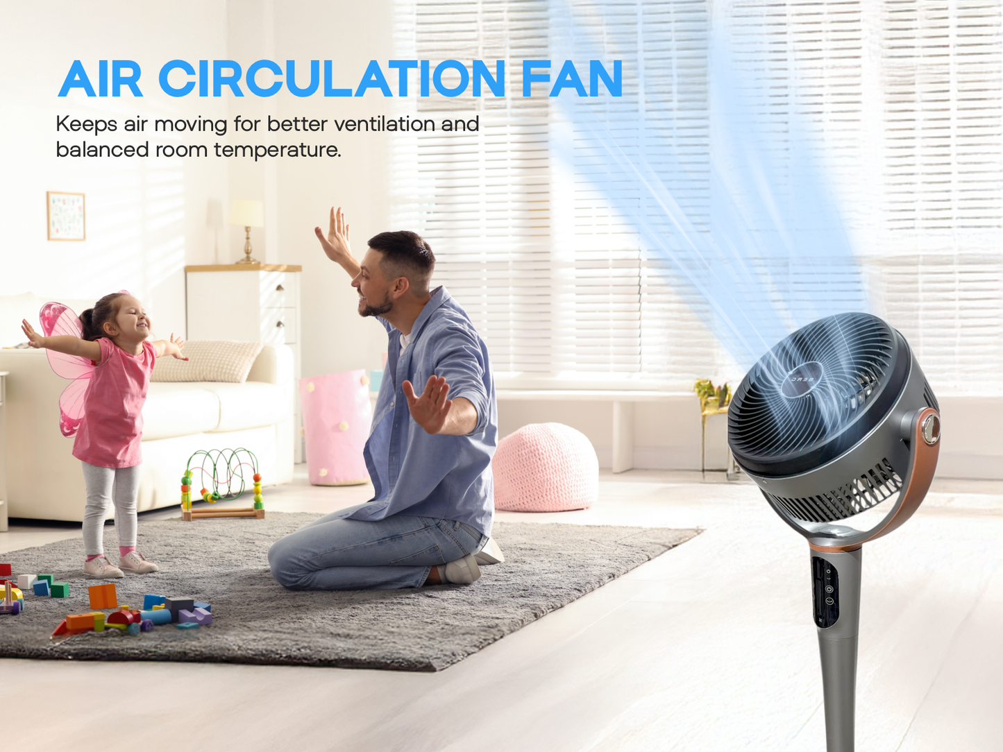 BERG Breeze Remote Control 24-Speed 3D Oscillating 40W Pedestal Fan